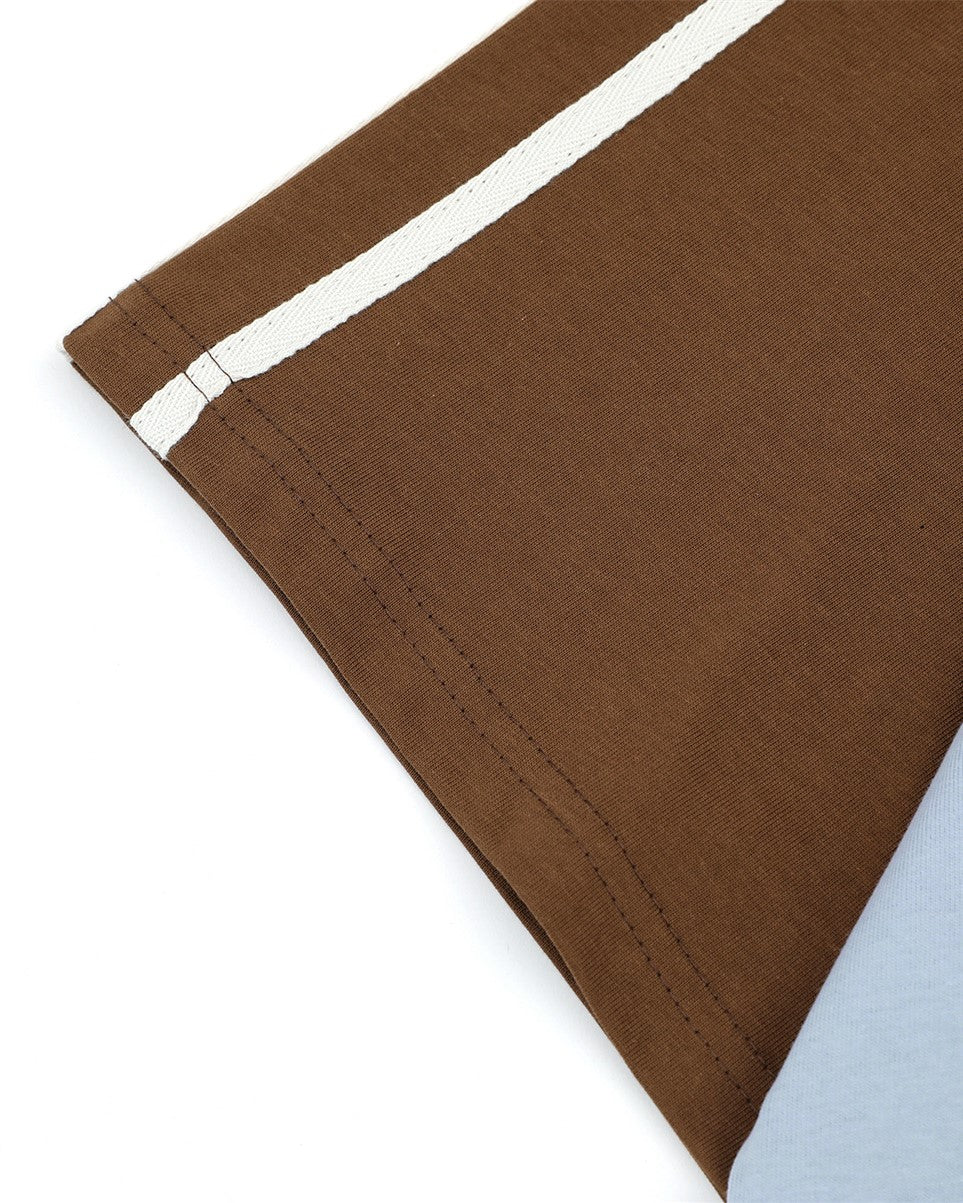 레트로 콘트라스트 프린트 반소매