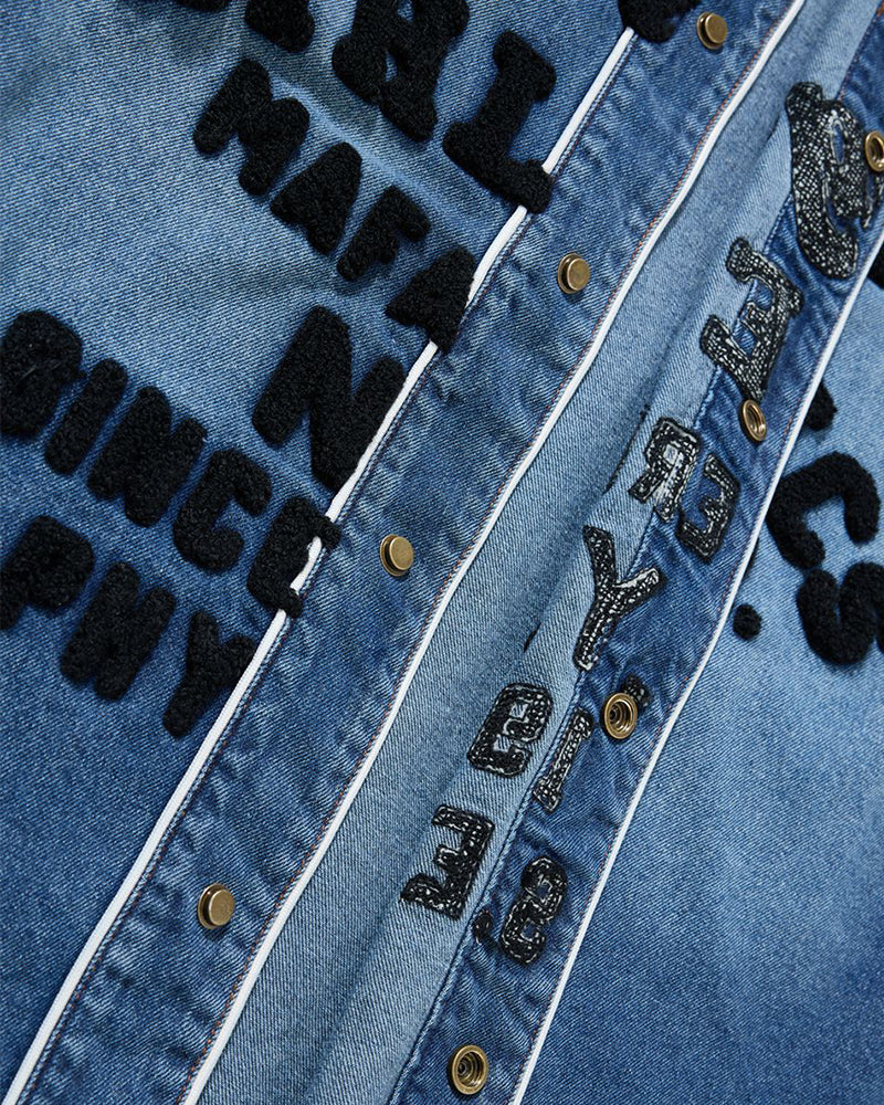 Washed letter jacket