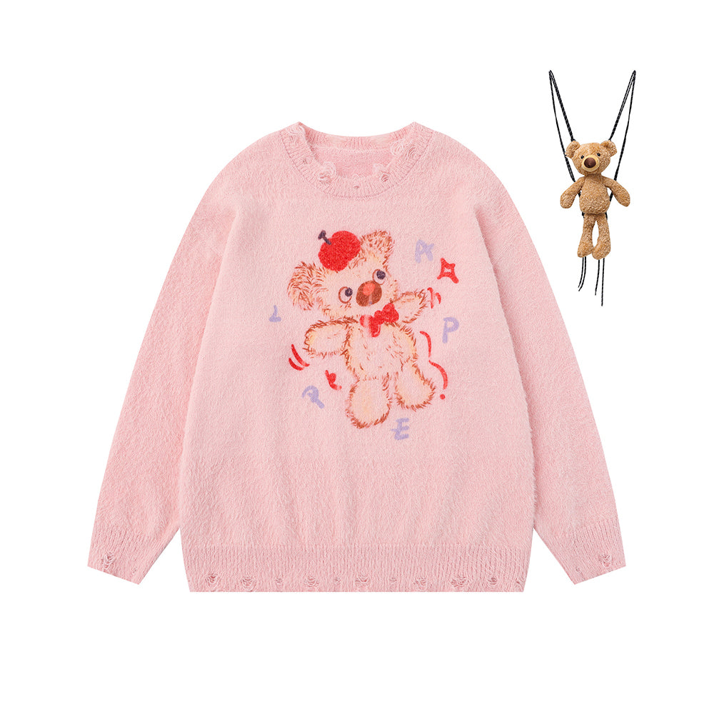 雙肩包玩偶情侶針織衫