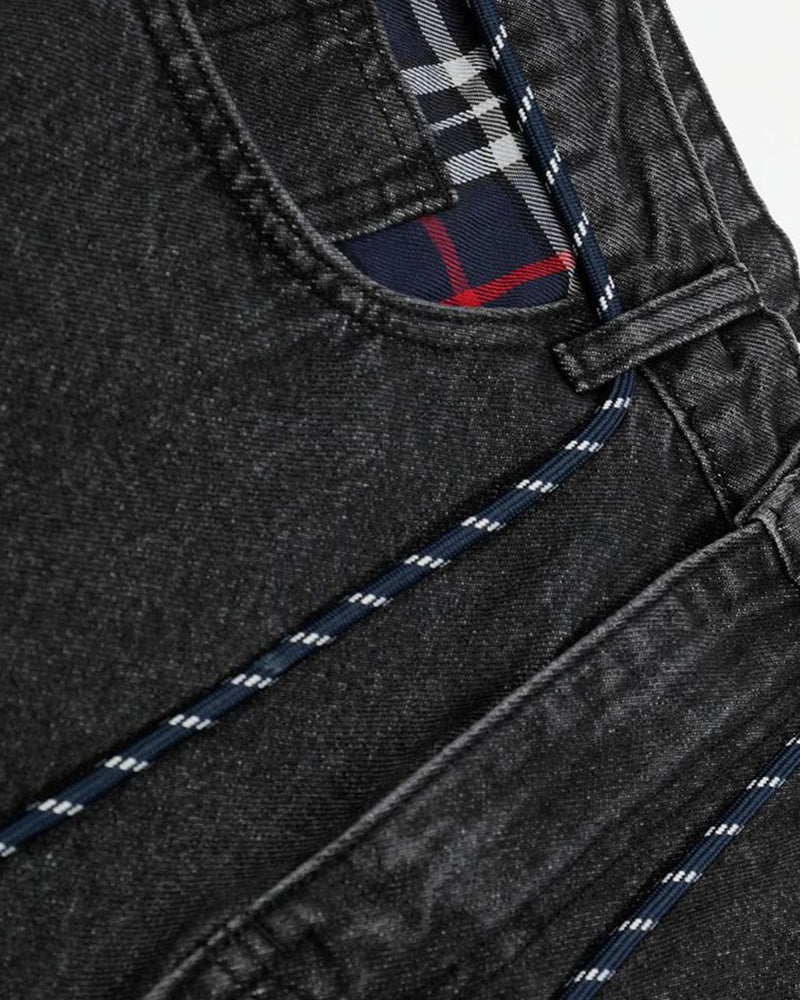 Retro patchwork denim trousers