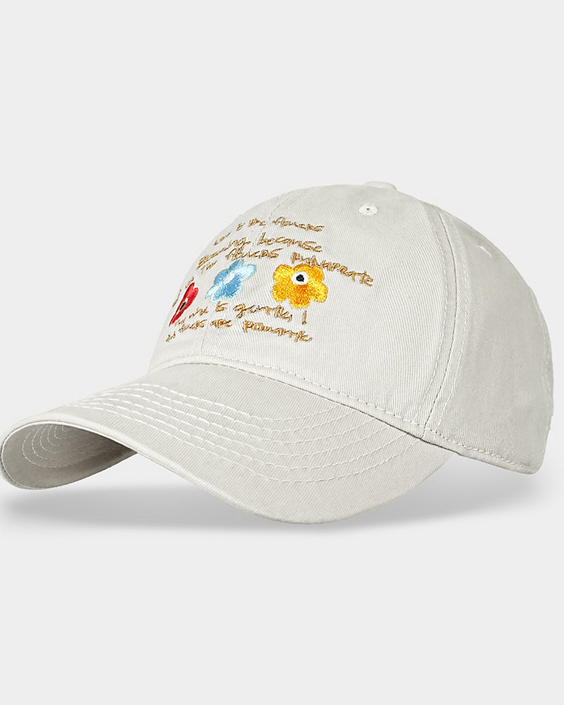 刺繍入りフラワーベースボールキャップ