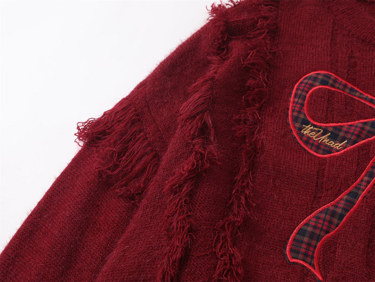 Vintage Butterfly Tassel Crew Neck Sweater