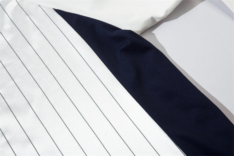 Retro sports contrast color long-sleeved jersey