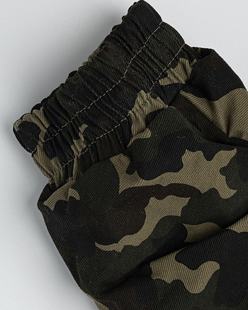 Camouflage plush hooded jacket