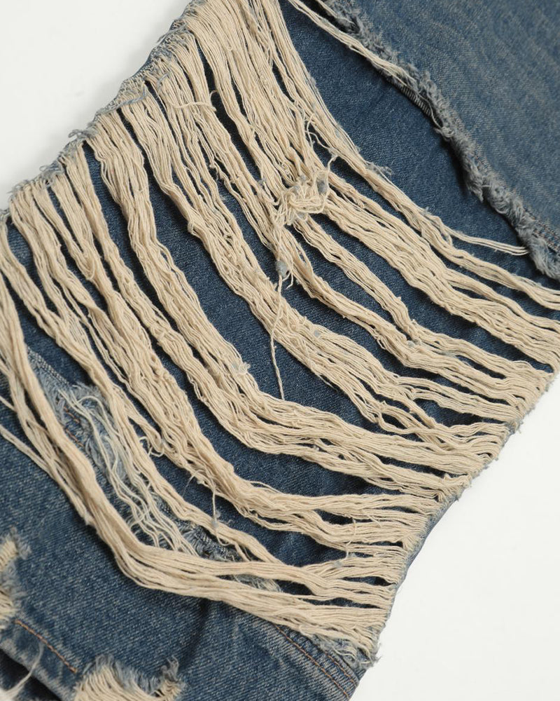 做舊直筒牛仔褲