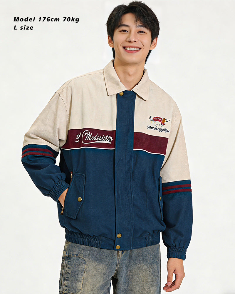 復古刺綉翻領百搭外套