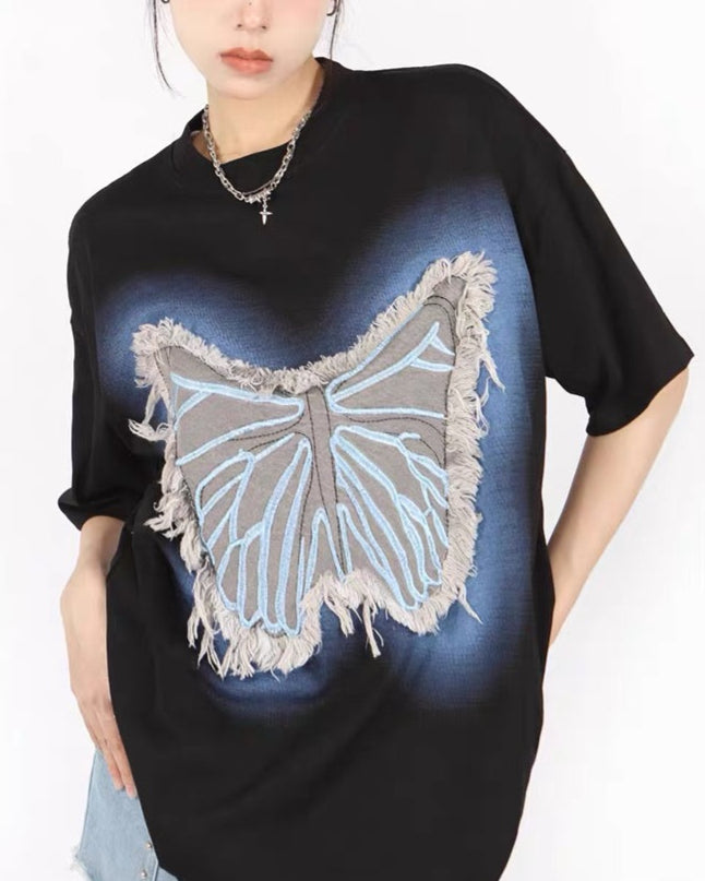 버터플라이 원단 패치 반팔