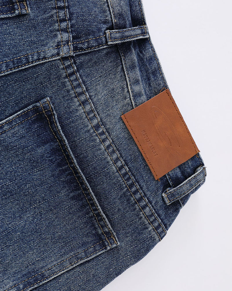 Vintage washed denim shorts