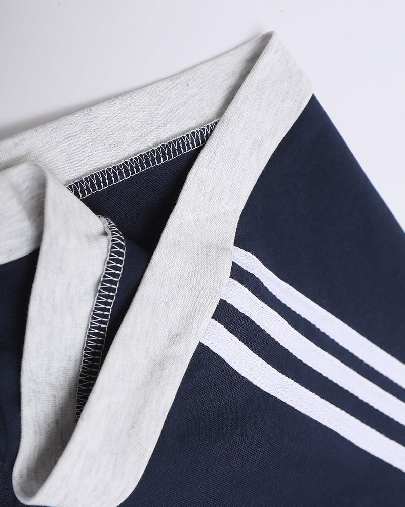 레트로 콘트라스트 폴로 반소매