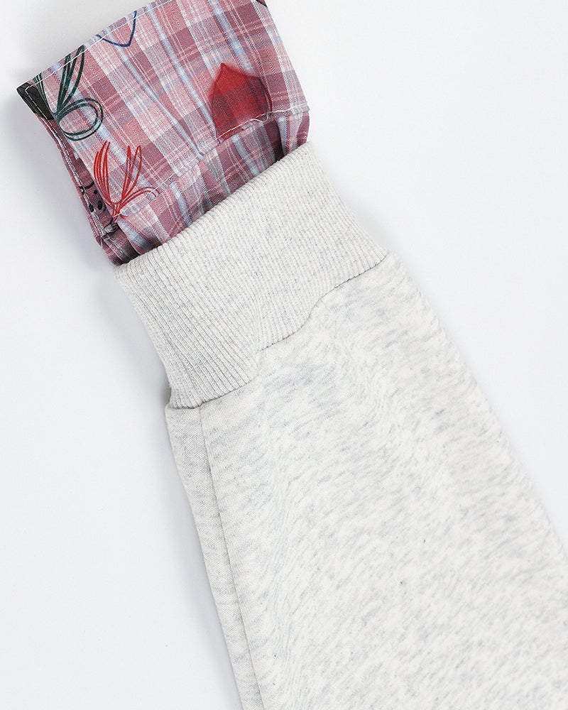 Cute cat embroidery fake two-piece sweatshirt