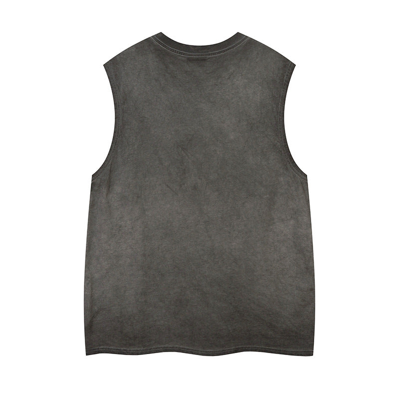 Washed solid color sleeveless vest