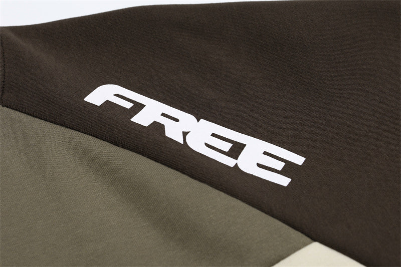 Retro stitching stand collar couple sweatshirt