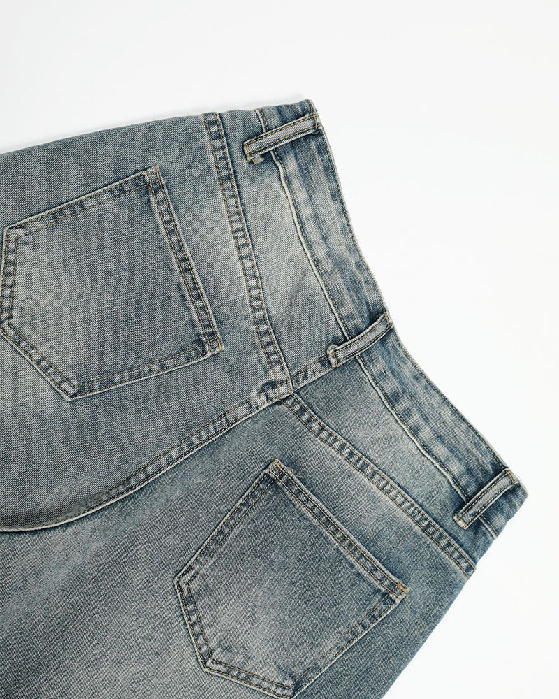 復古個性牛仔長褲