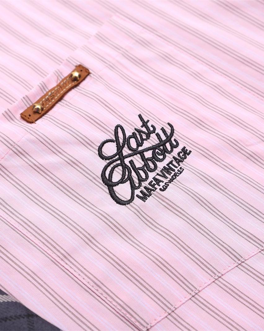 Vintage Striped Short Sleeve Shirt with Tie