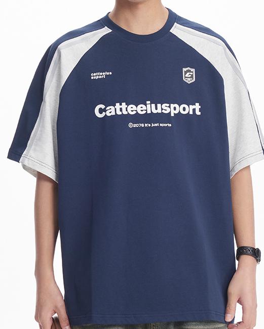 Colorblocked round neck short sleeves