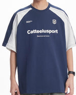 Colorblocked round neck short sleeves