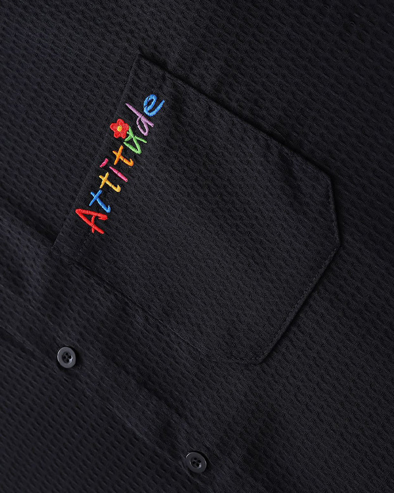 Simple embroidered long-sleeved shirt