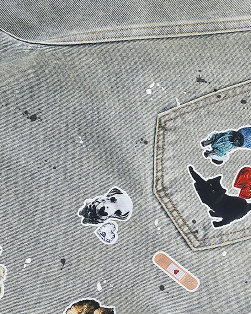 Distressed washed shorts