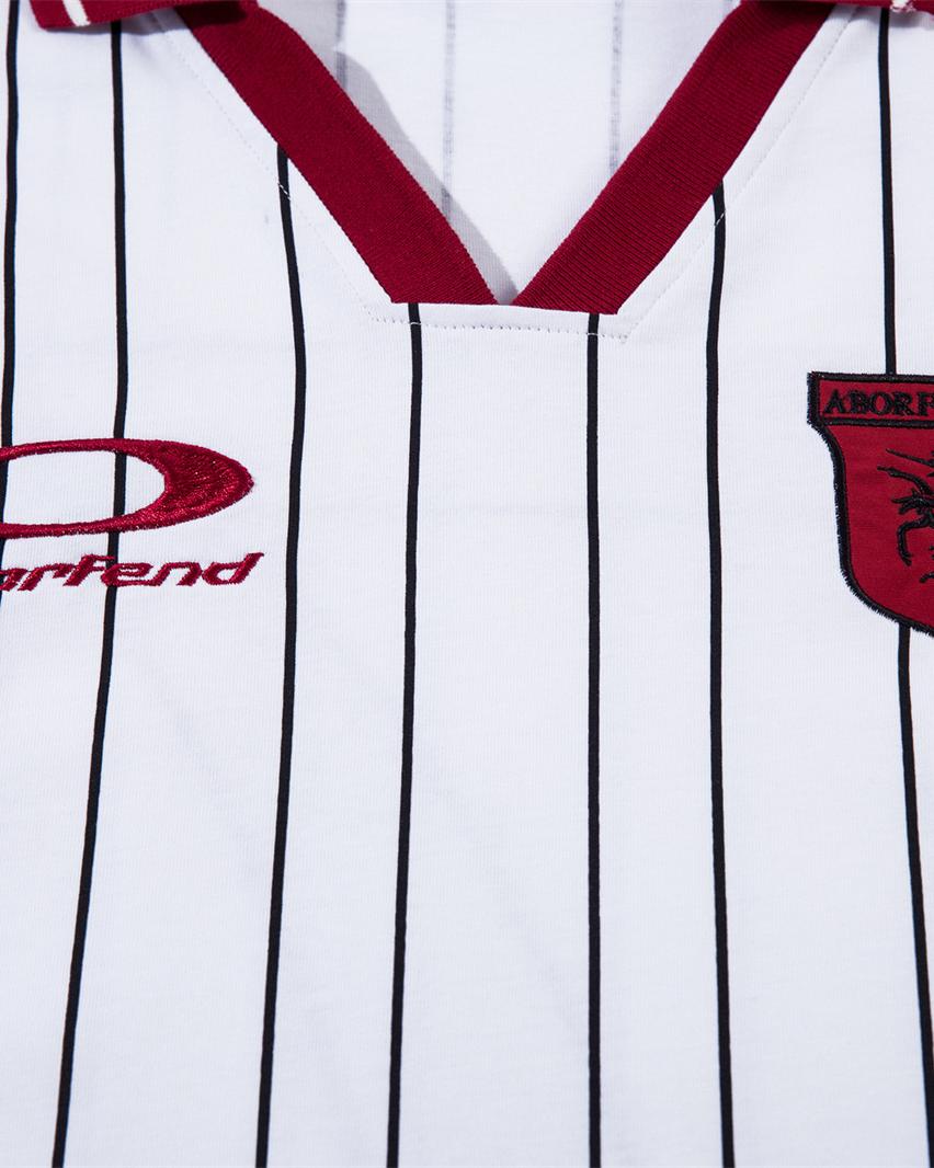 레트로 대비 스트라이프 반소매