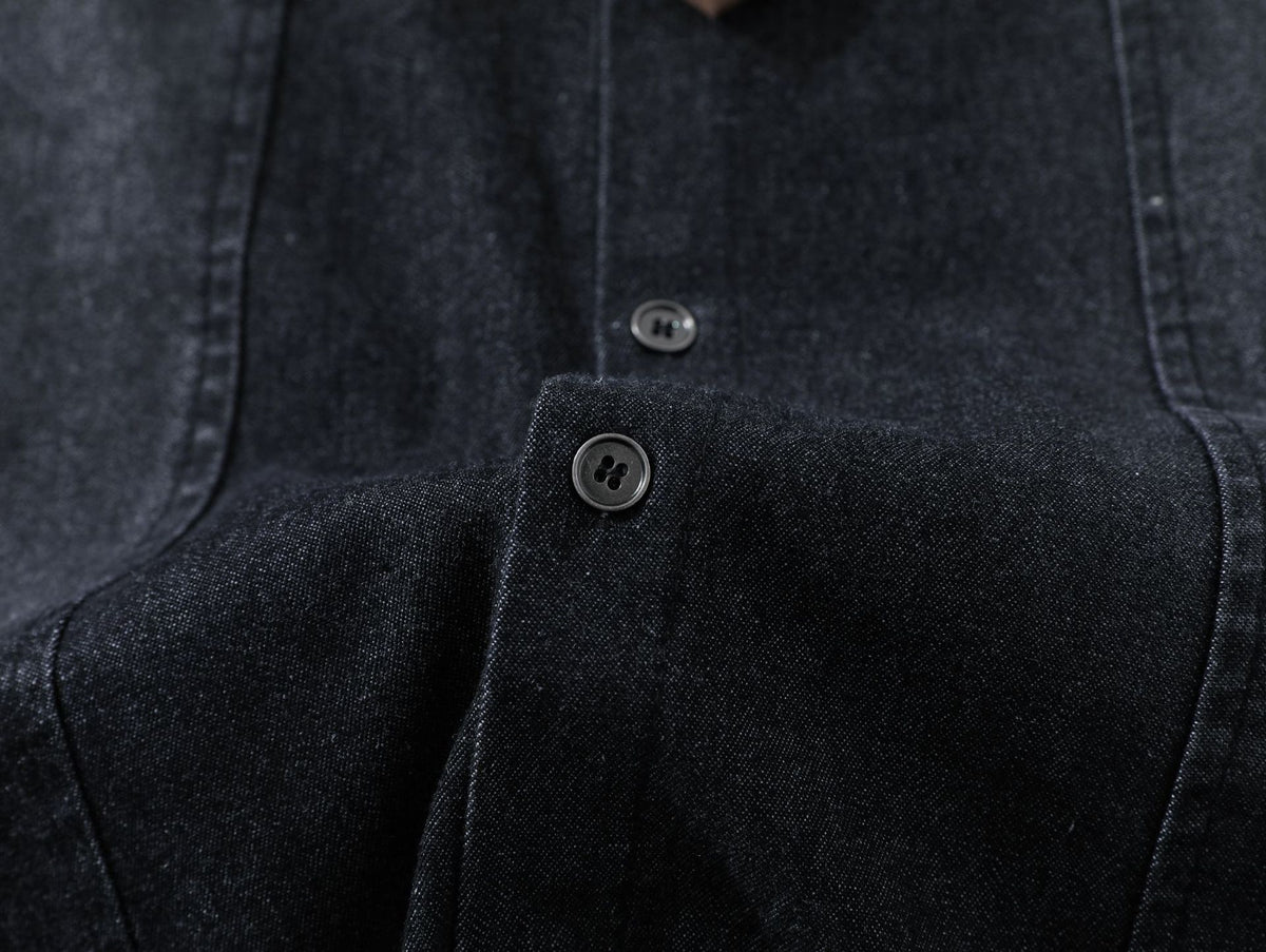 American retro gradient denim tie shirt