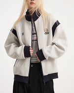 撞色學院風立領外套