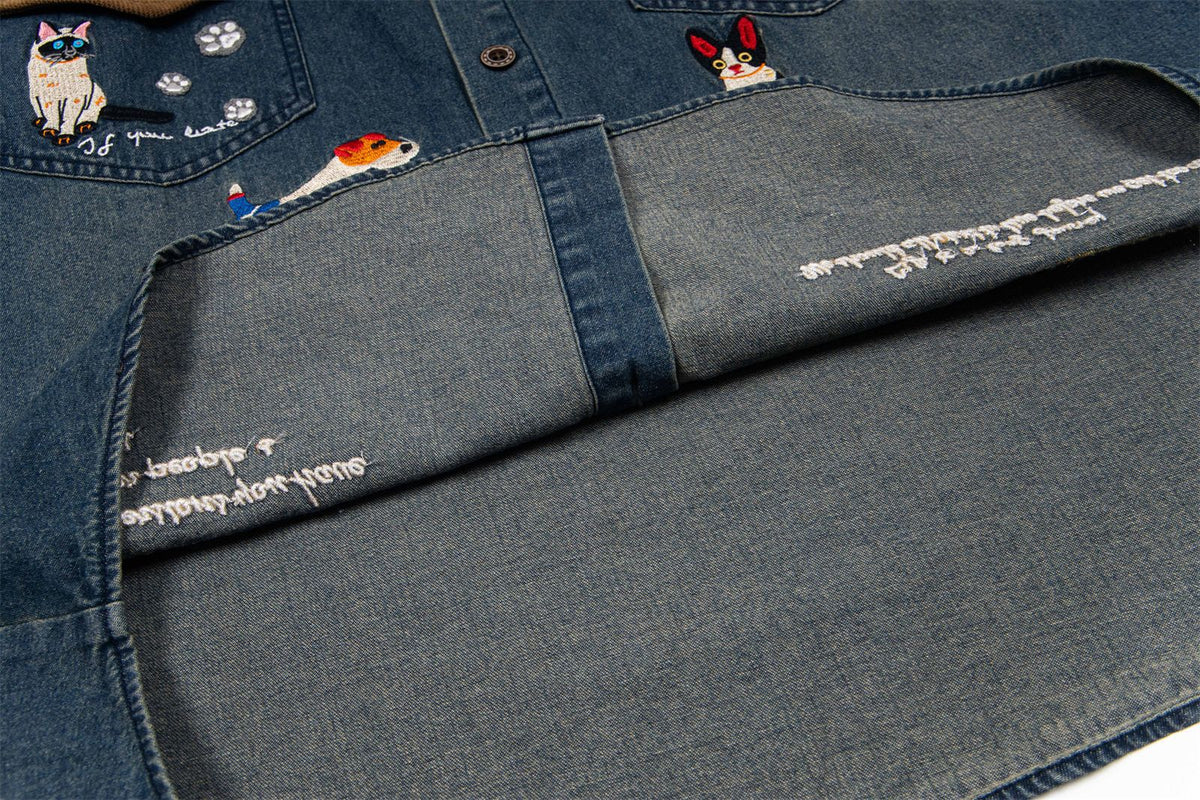 Retro contrast color cartoon short sleeve shirt