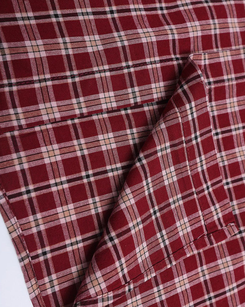 Gradient plaid short-sleeved shirt