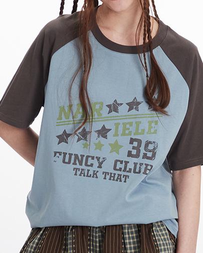 컬러블록 프린트 반팔