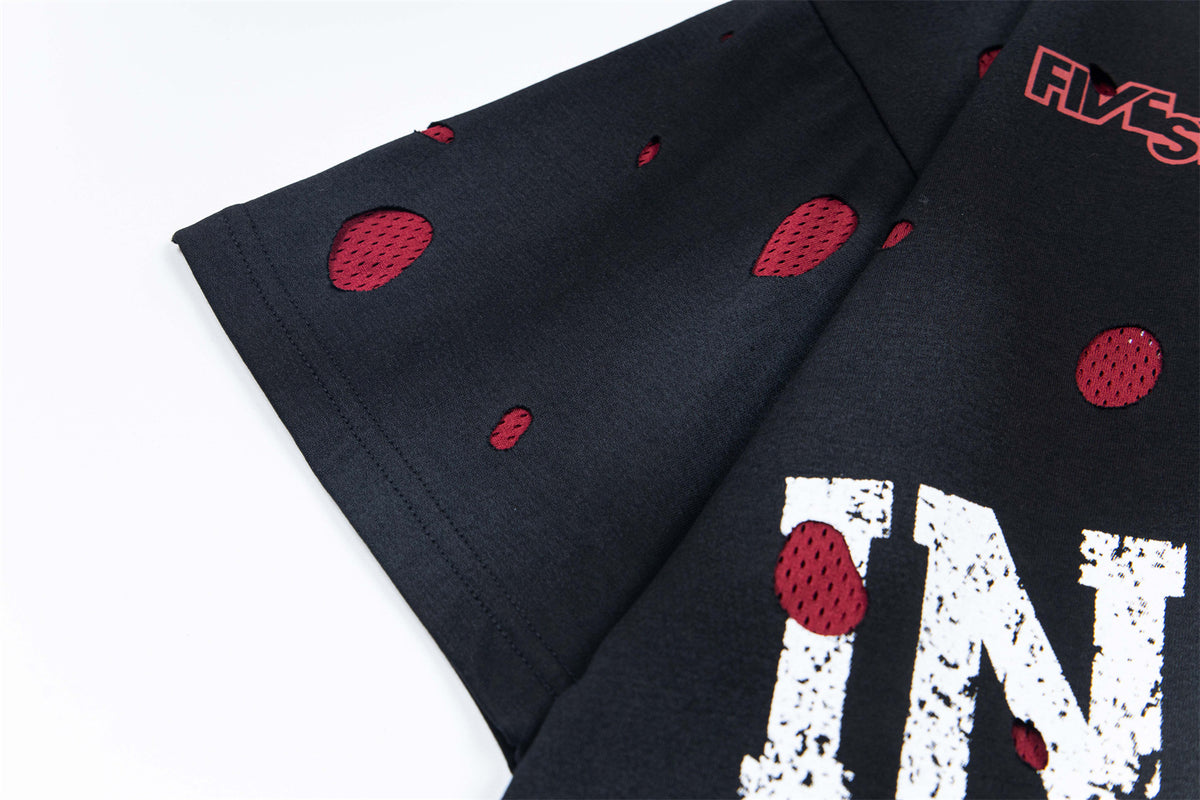 찢어진 통기성 가짜 투피스 저지