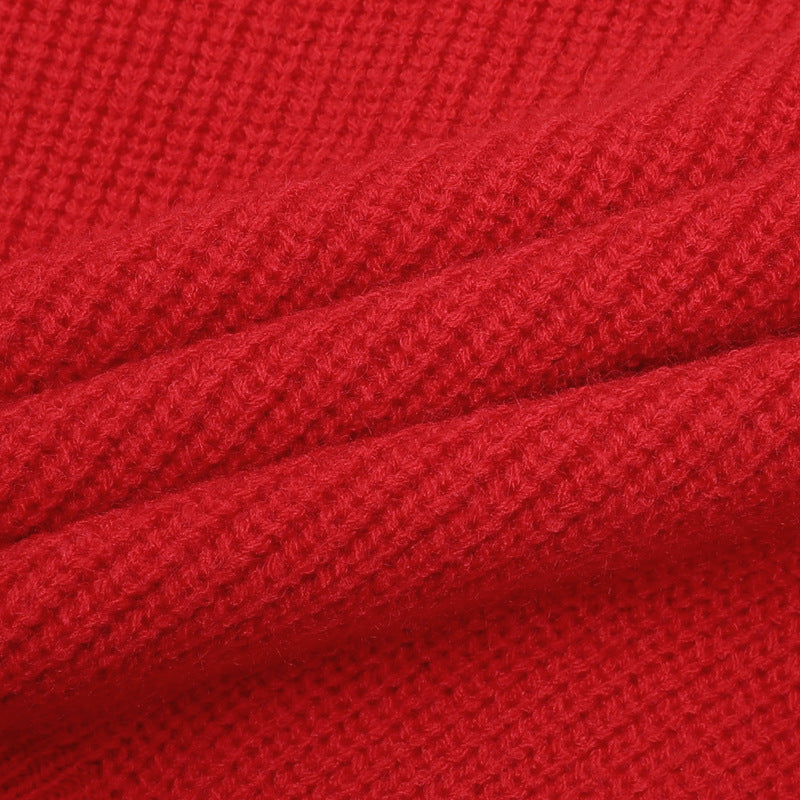 復古短款拼接開衫毛衣