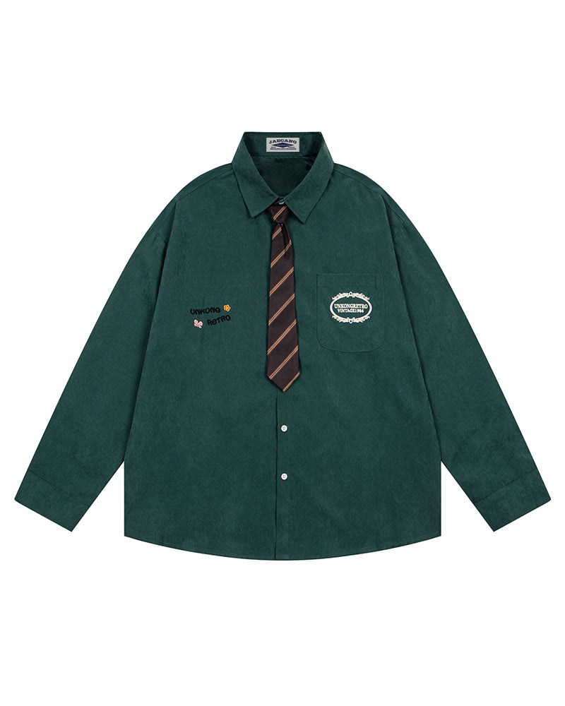 Casual Embroidered Long-Sleeved Shirt