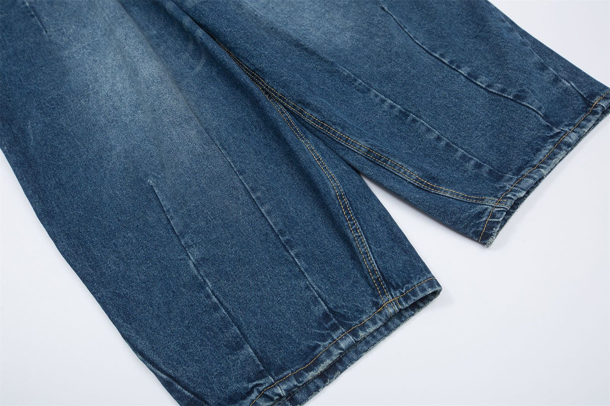 復古水洗牛仔長褲