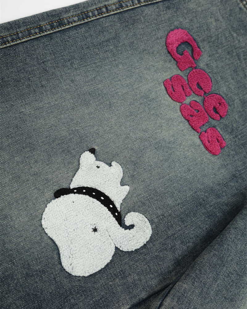 趣味刺綉牛仔褲