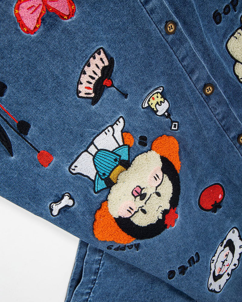 Retro contrast short-sleeved shirt