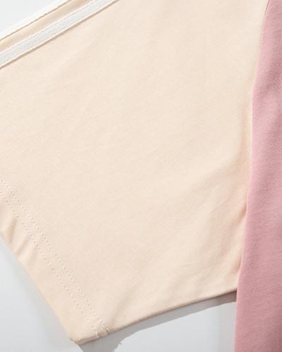 콘트라스트 컬러 캐주얼 프린트 반팔