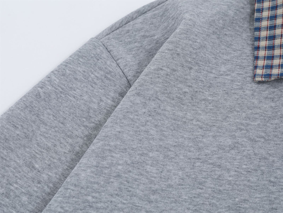 Embroidered fake two piece sweatshirt