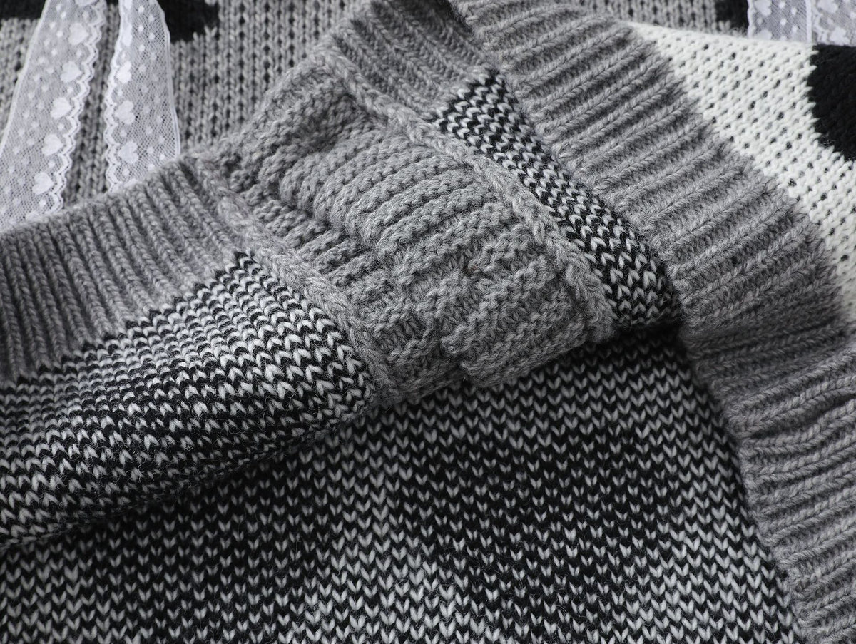 Retro cute bow cardigan sweater