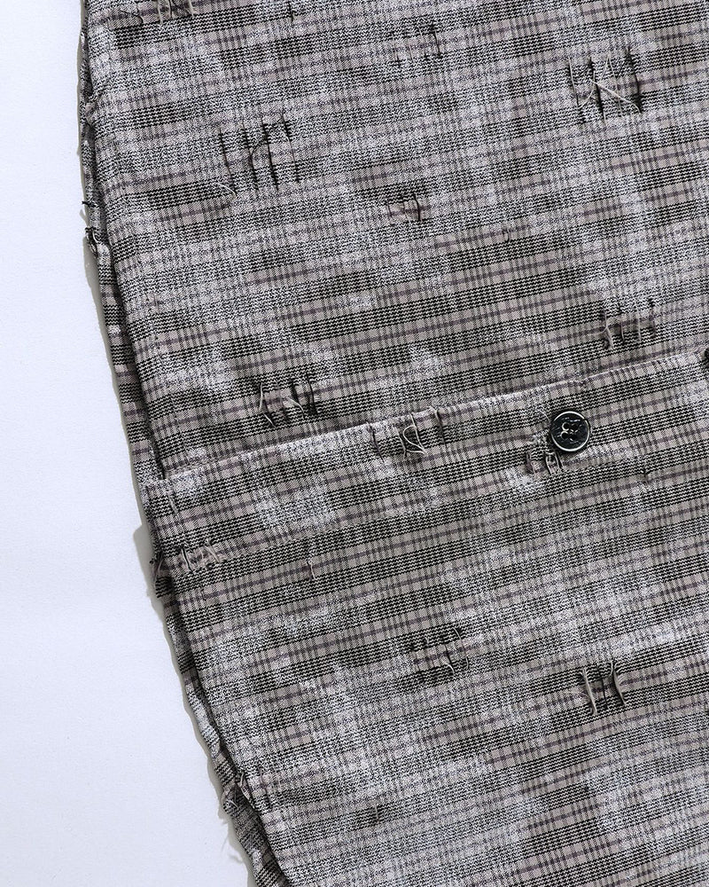 ripped plaid long-sleeved shirt