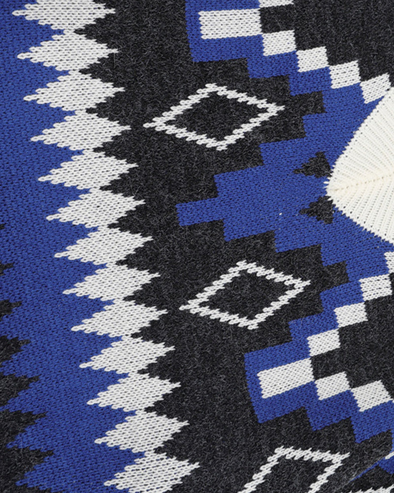 Loose diamond-patterned thickened sweater