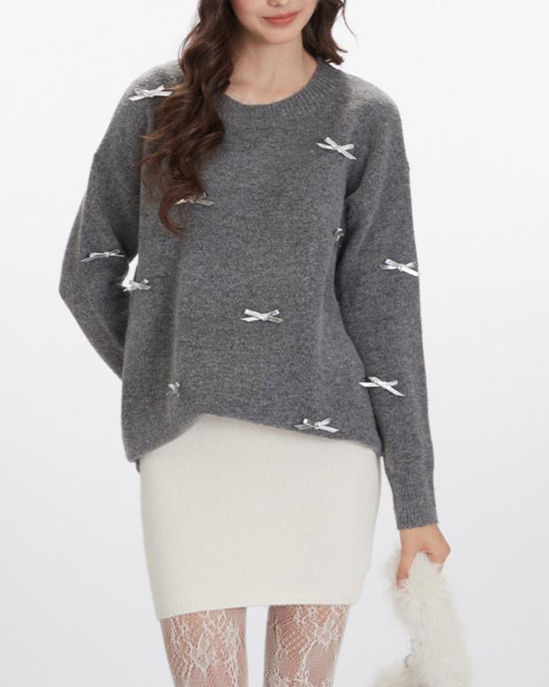 復古圓領套頭針織衫