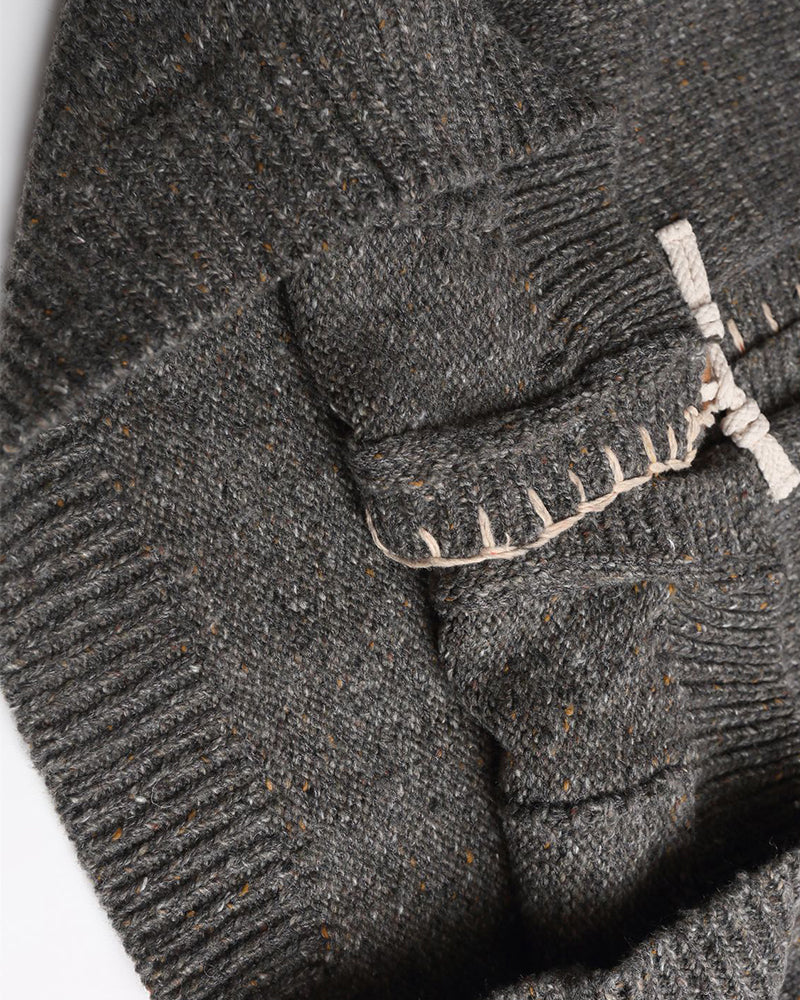 Embroidered duffle button sweater jacket