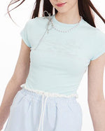 Slim-fit versatile printed short sleeves