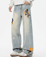 復古牛仔直筒長褲