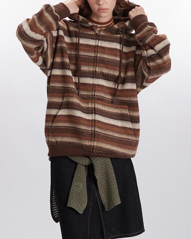 Retro Striped Casual Long Sleeve Jacket