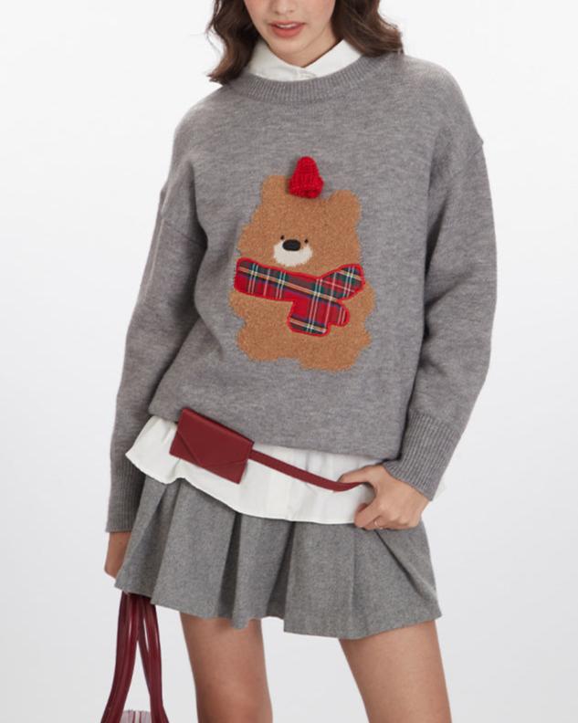 復古卡通小熊毛衣