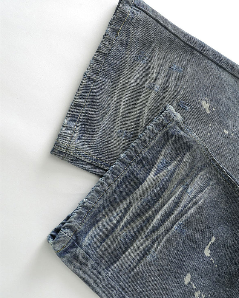 Vintage distressed straight jeans