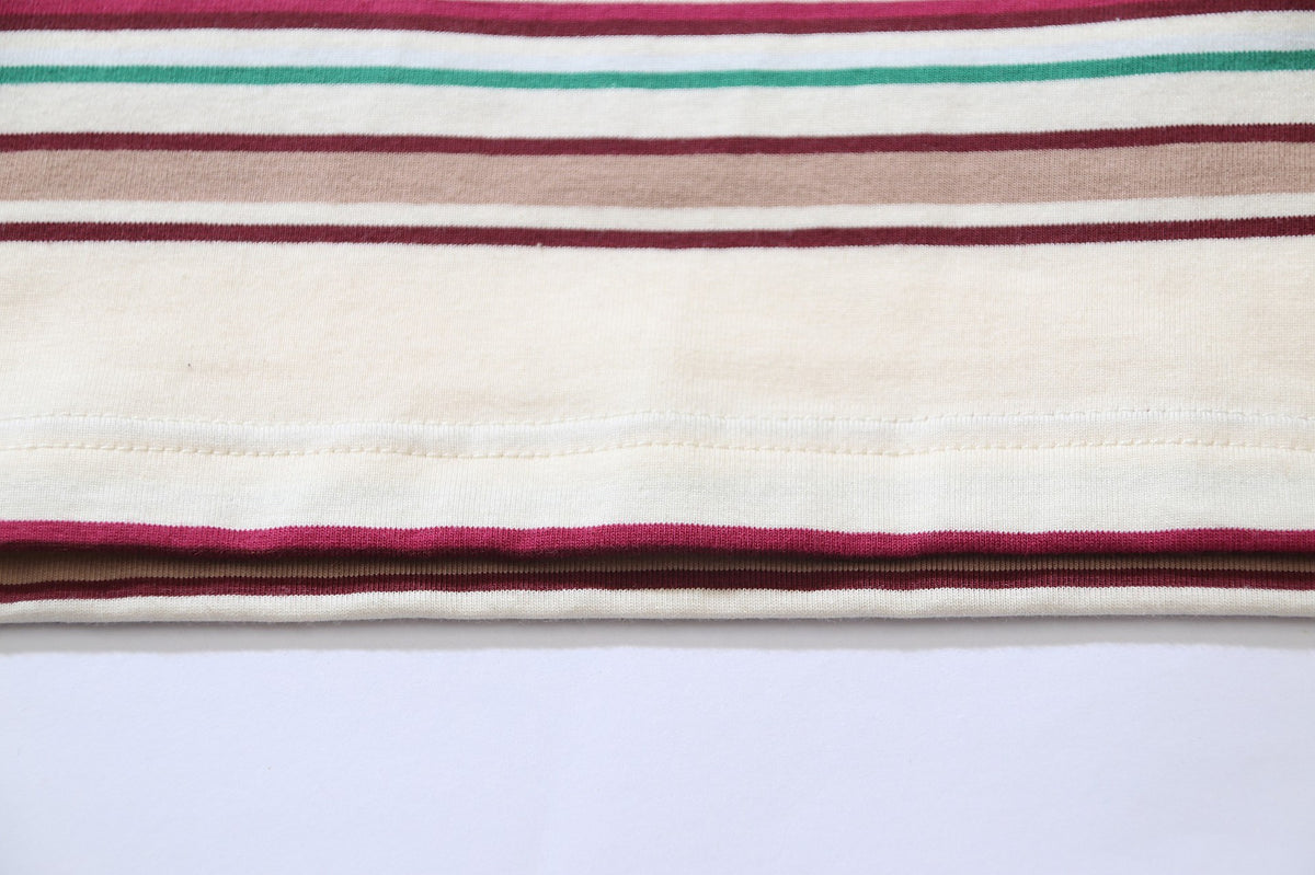 레트로 컬러 블록 스트라이프 반팔