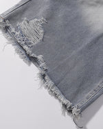 Raw edge straight cropped shorts