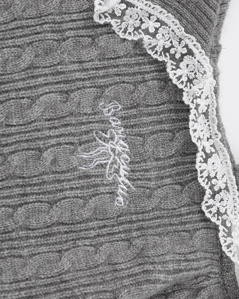 레이스 패널 니트 스웨터(여성용)