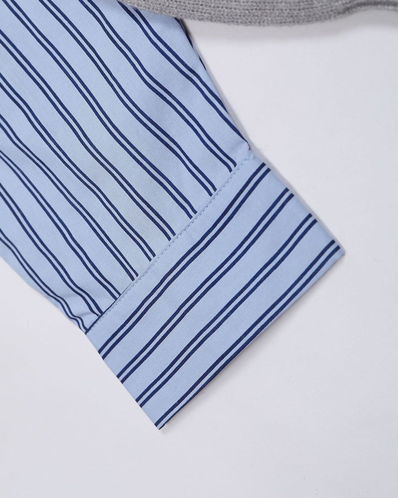 Fake two-piece striped sweater